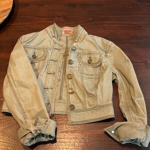 Green cropped denim type jacket